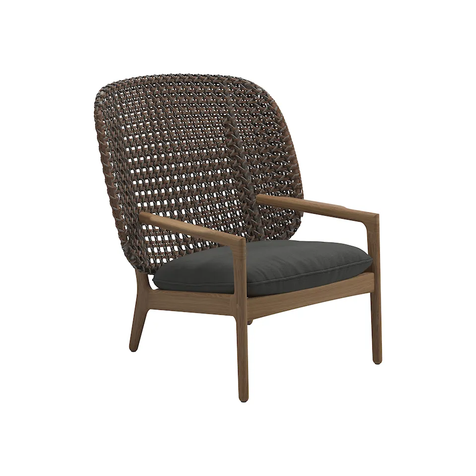 Kay High Back Lounge Chair, Frame Brindle, Kat.B Blend Coal