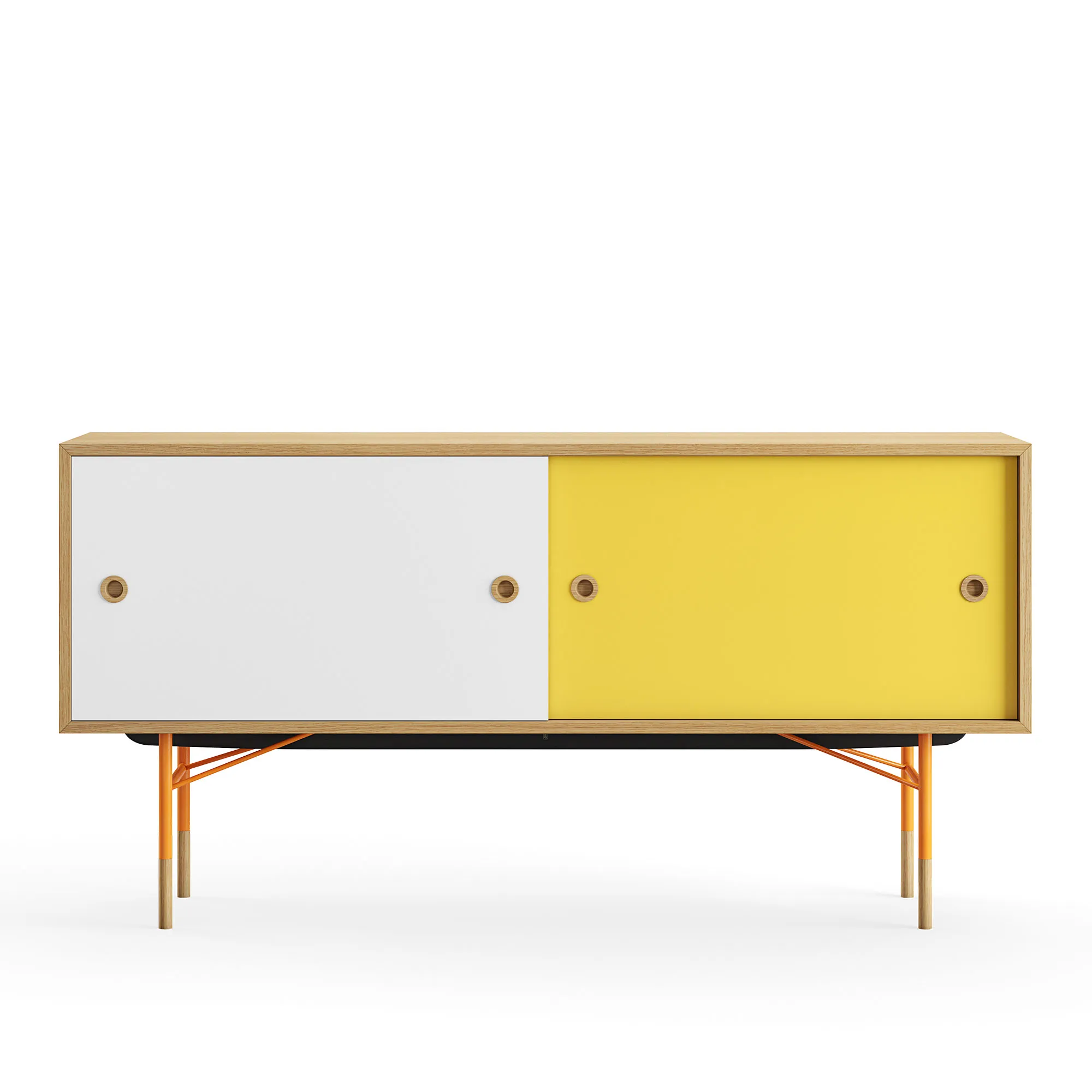Sideboard utan lådor Dark oiled oak, White/Yellow - 1