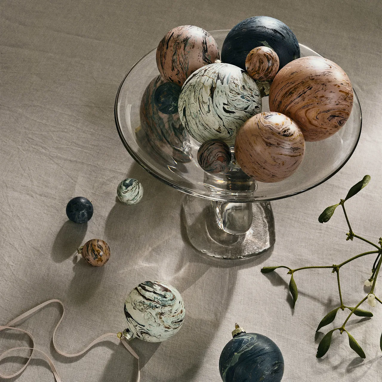 Marble Mixed julgranskulor 4-pack
