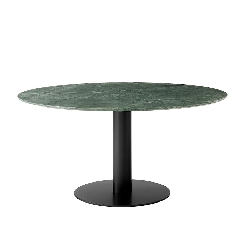 In Between Dining Table SK20 Ø150 H73 cm Matt black center base Marble Verde Guatemala