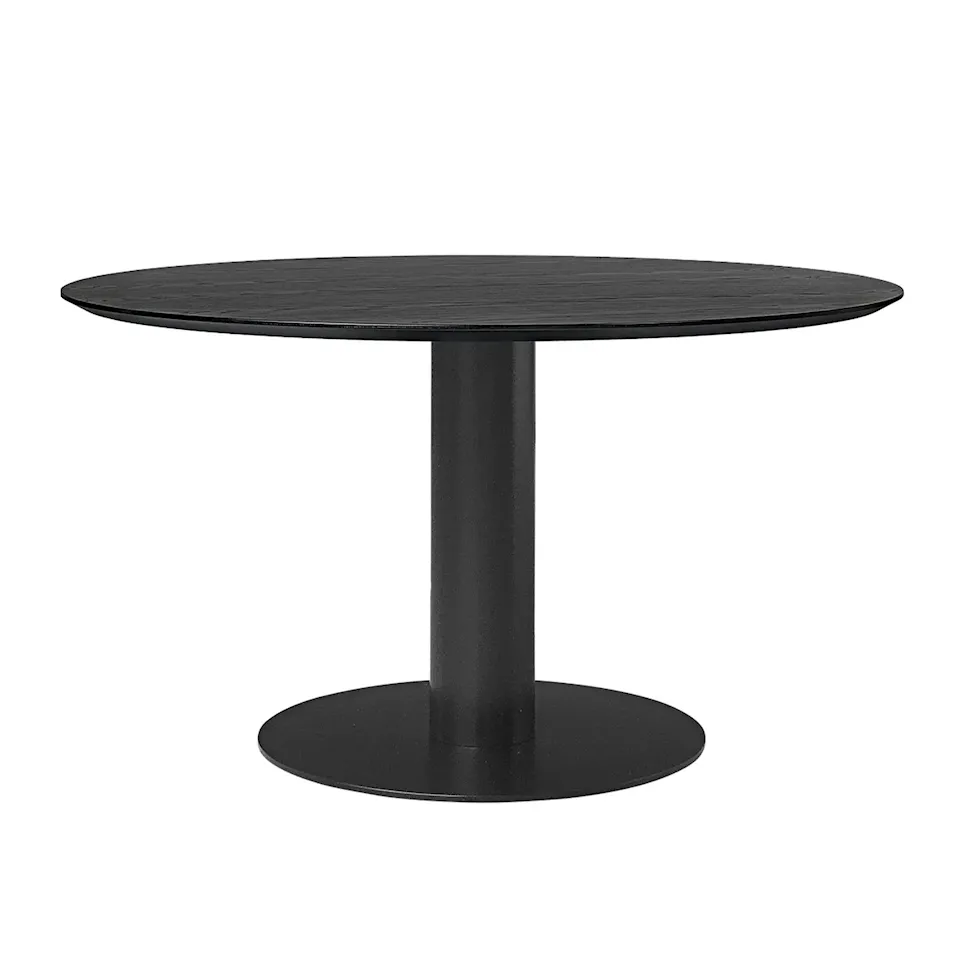 GUBI 2.0 Dining Table, Ø 130 cm, Skiva: Trä - Svartbetsad ask, Bas: Svart