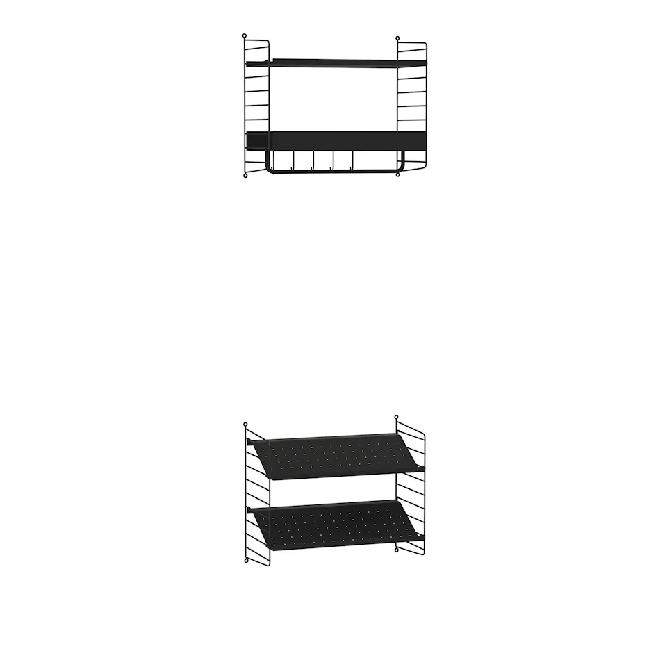 Hall hyllsystem E svart/svart
