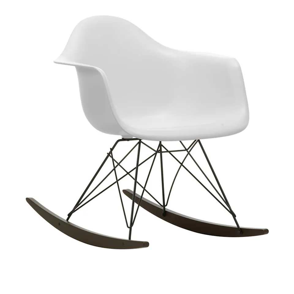 Eames RE Plastic Armchair RAR 85 Cotton White, Basic Dark Base, Dark Maple