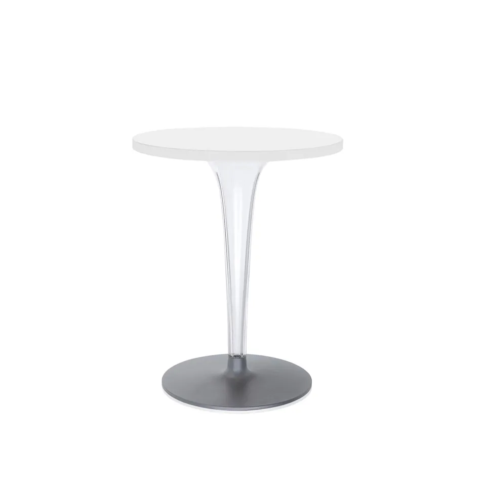 Top Top Table 4202 Ø70, White Melamine Top, Rounded Base