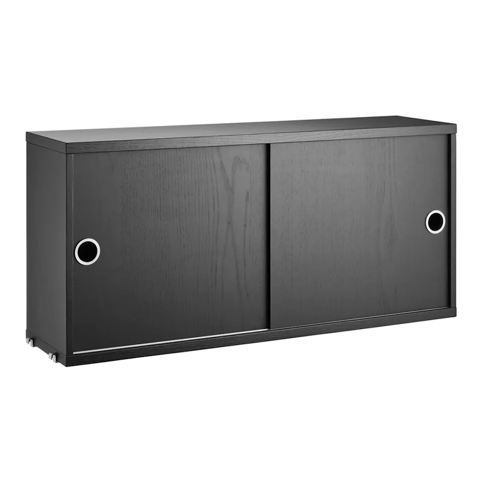 Skåp med skjutdörrar 78 x 20 cm svartbetsad ask