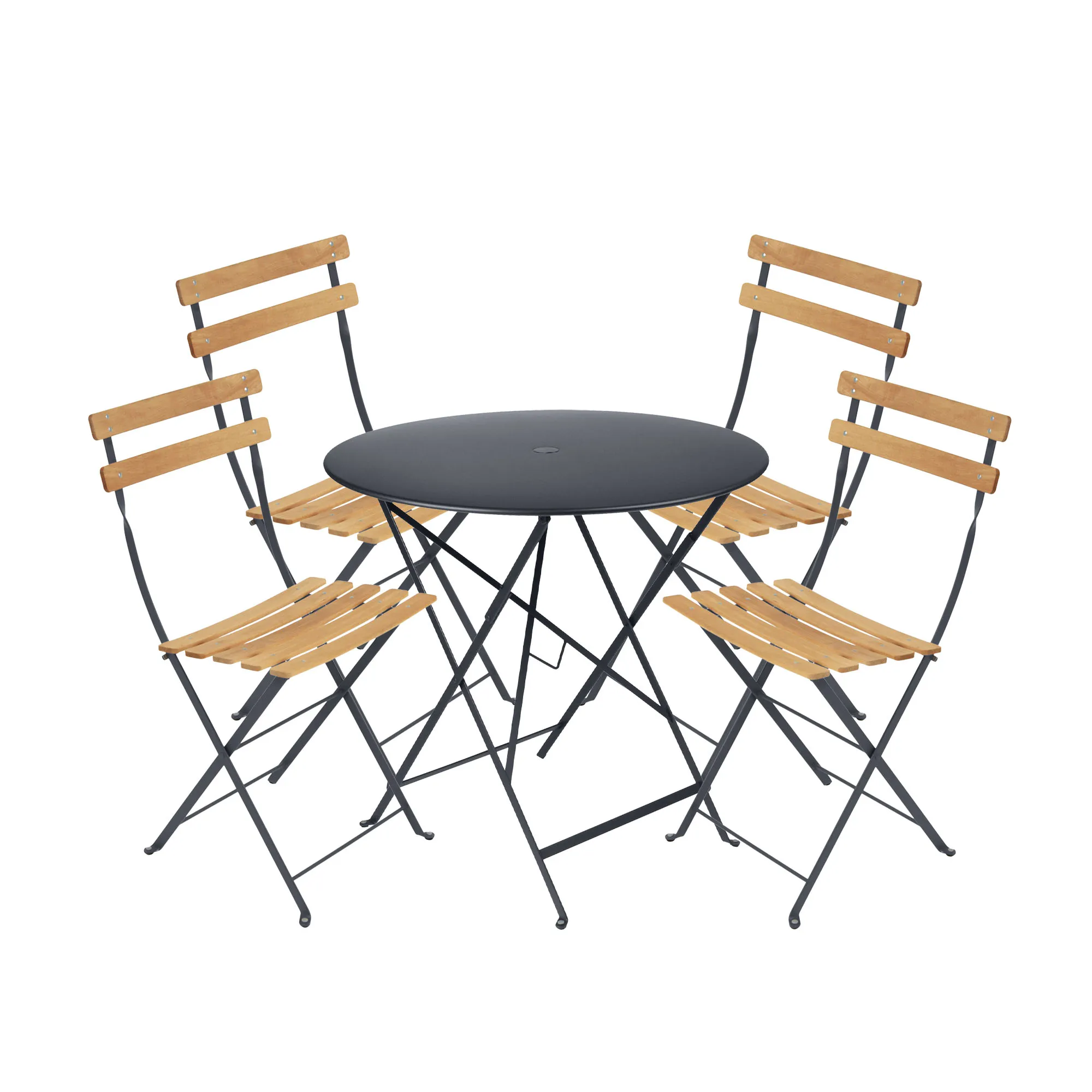 Bistro matgrupp bord 77cm & 4 trä stolar - 1