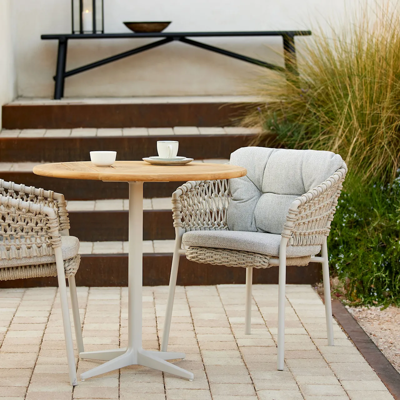 Ocean outdoor dining chair cushion set – Taupe Natté