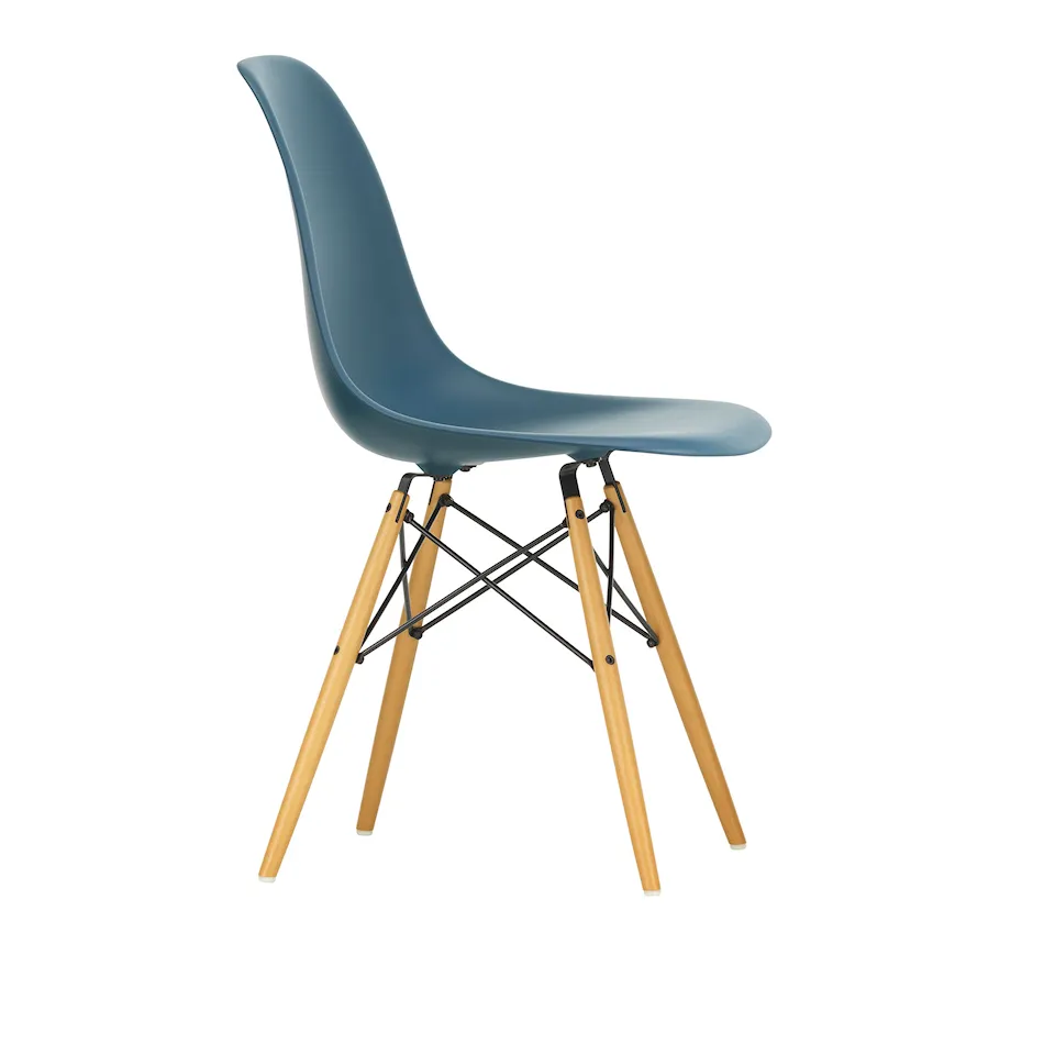 Eames Plastic Chair DSW - 83 Sea Blue - Golden Maple