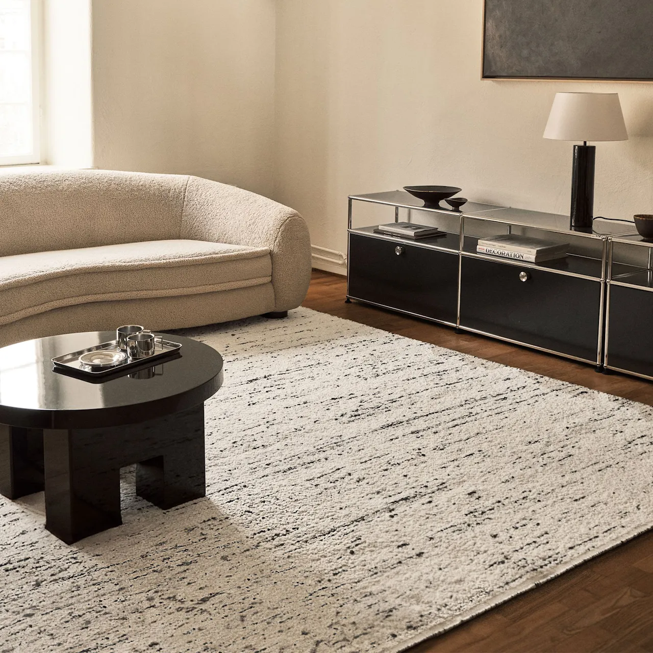 Boucle Cream/Black ullmatta