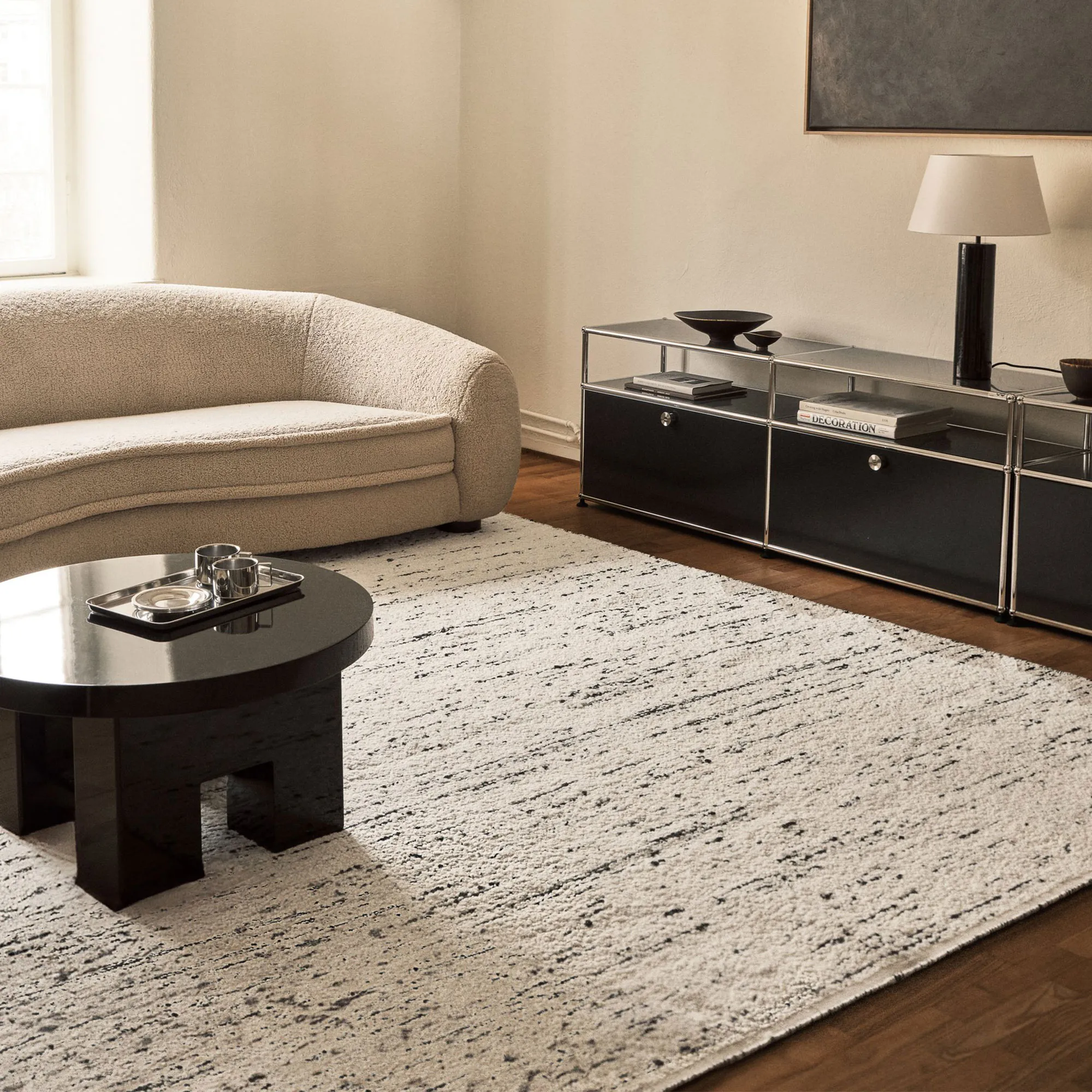 Boucle Cream/Black ullmatta