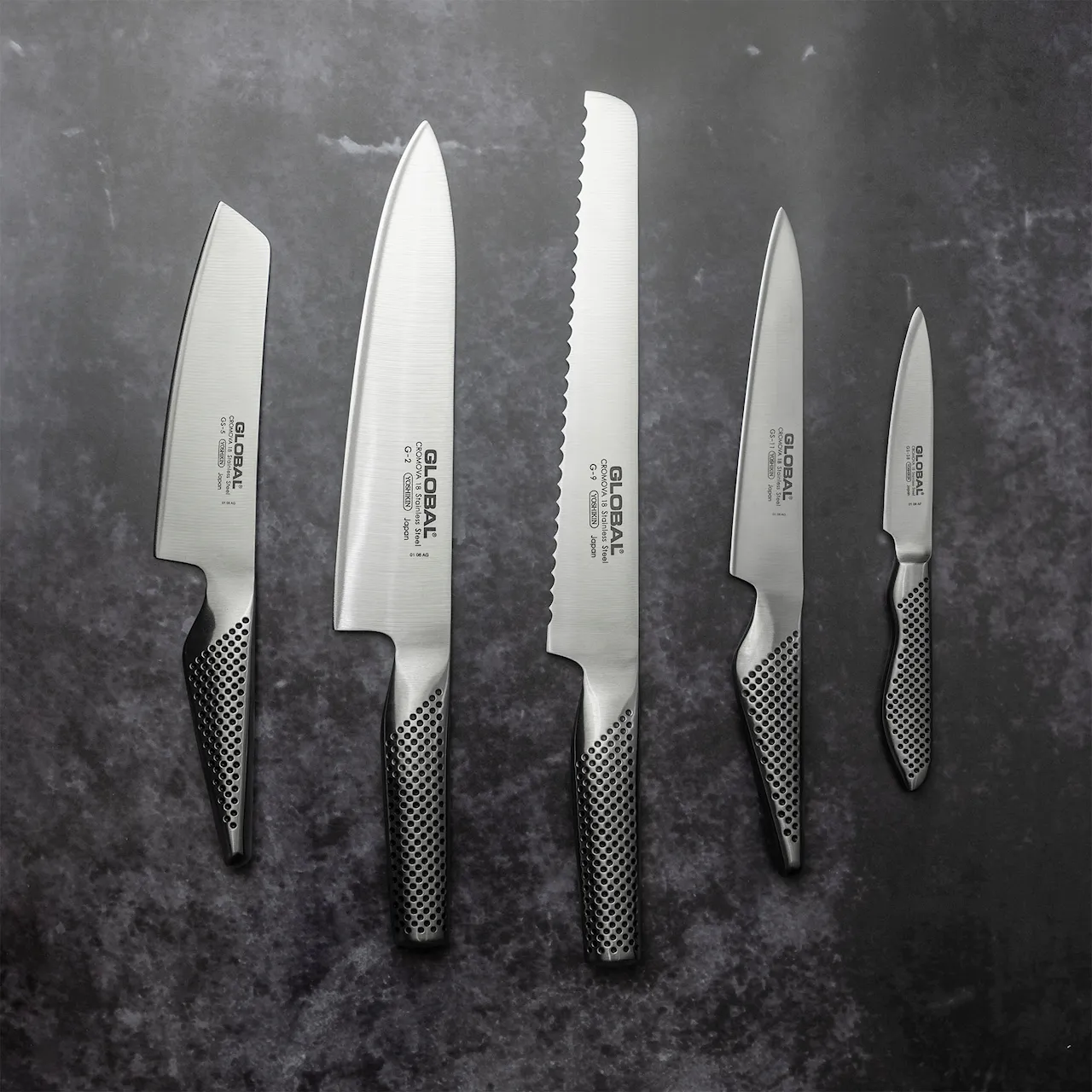 Knivset 5 delar & knivblock svart