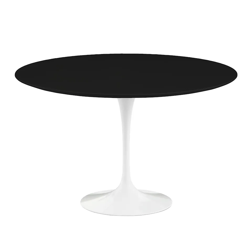 Saarinen Round Table - Matbord, Ø 120 cm, Vitt underrede, skiva i Svart laminat