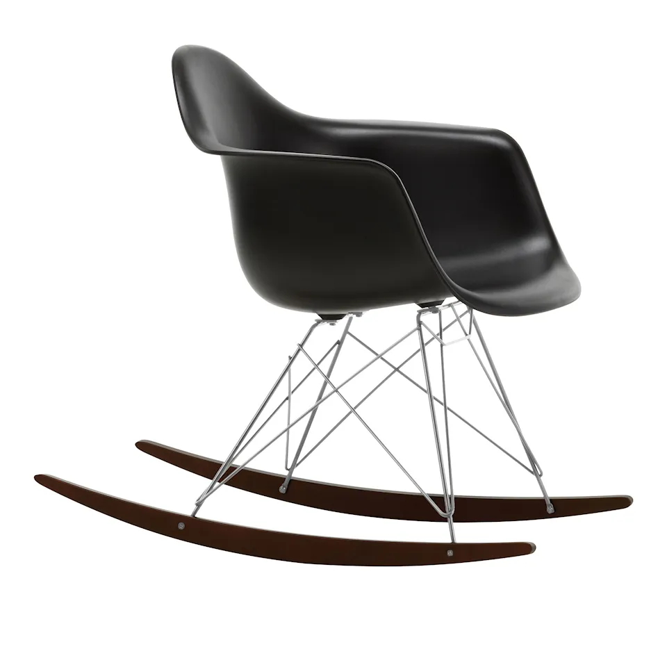 Eames Plastic Armchair RAR - 12 Deep Black - Chrome Base - Dark Maple