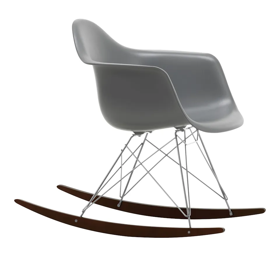 Eames Plastic Armchair RAR - 56 Granite Grey - Chrome Base - Dark Maple