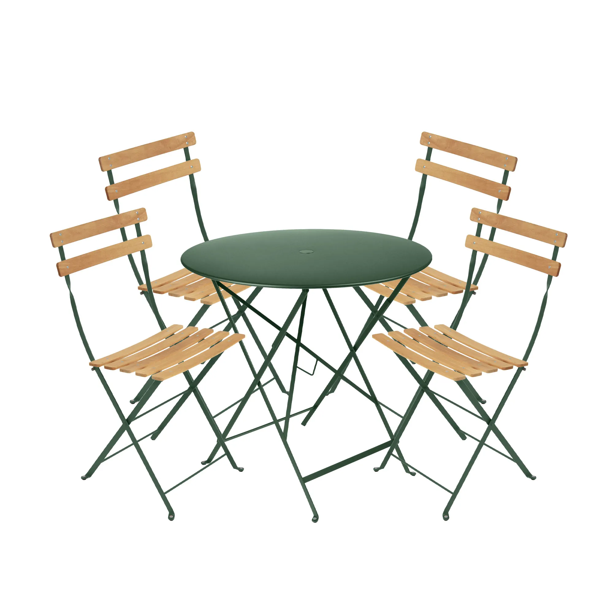 Bistro matgrupp bord 77cm & 4 trä stolar - 1