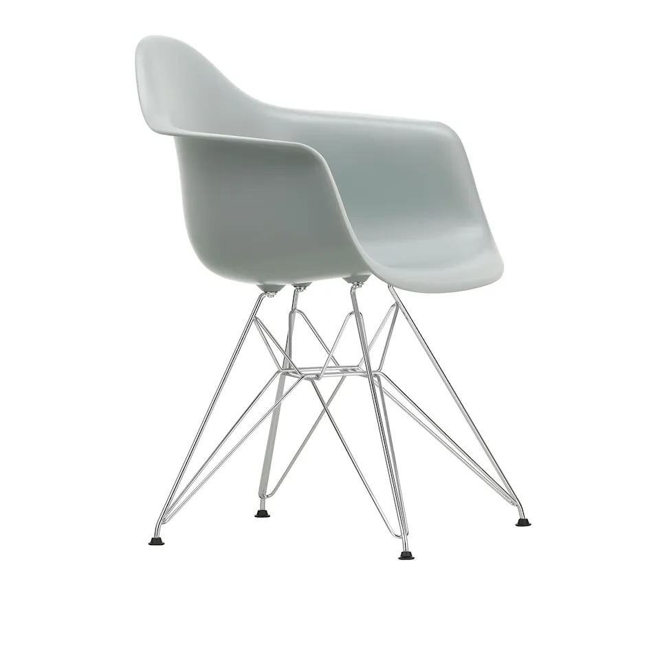 Eames Plastic Armchair DAR 24 Light Grey Chrome Base