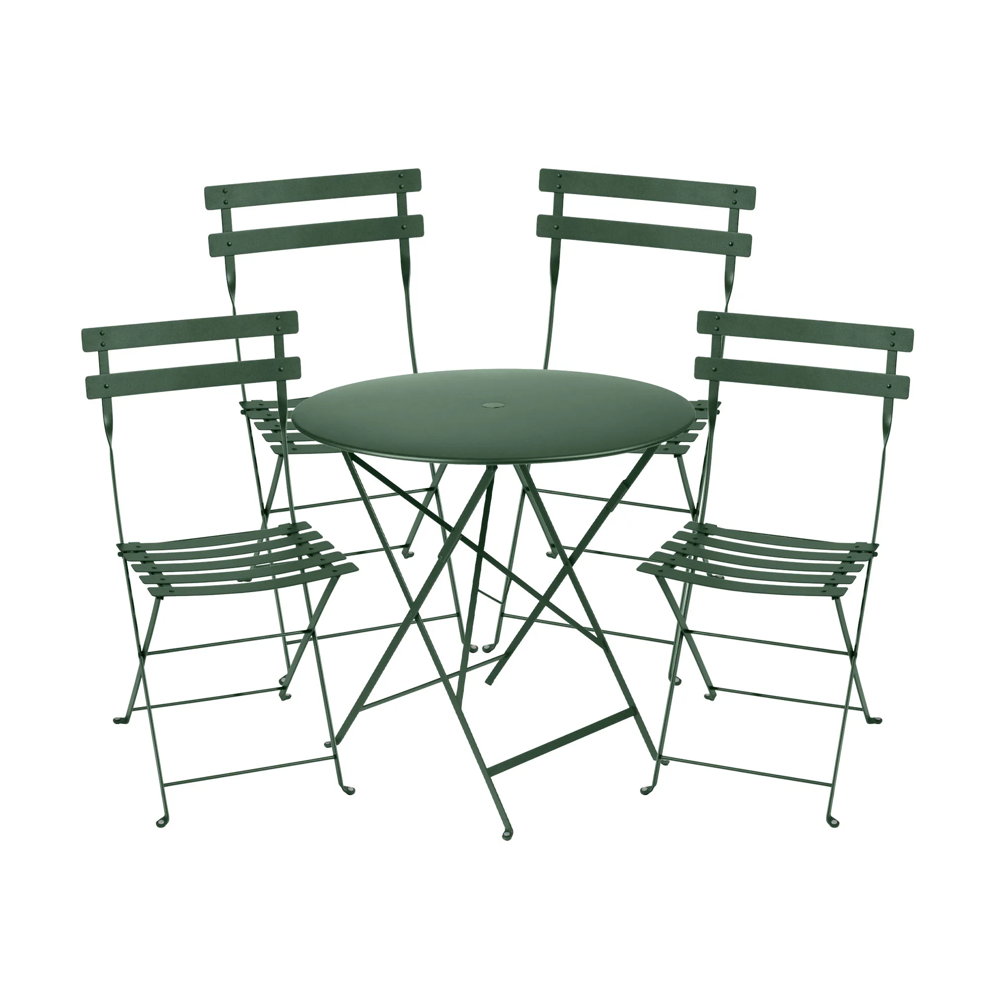 Bistro matgrupp bord 77cm & 4 metall stolar - 1