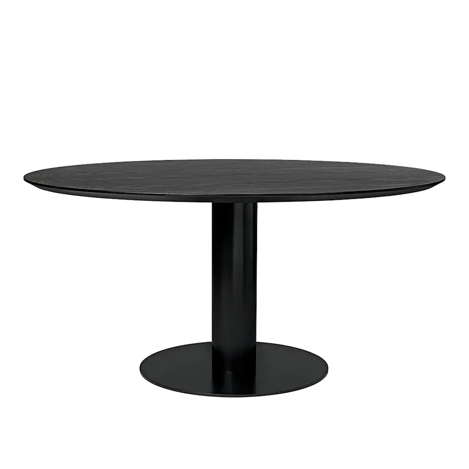 GUBI 2.0 Dining Table, Ø 150 cm, Skiva: Trä - Svartbetsad ask, Bas: Svart