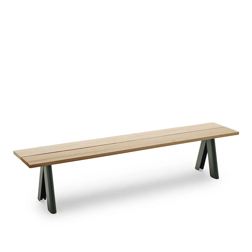 Overlap Bench, Western Red Cedar, Steel / Hunter Green