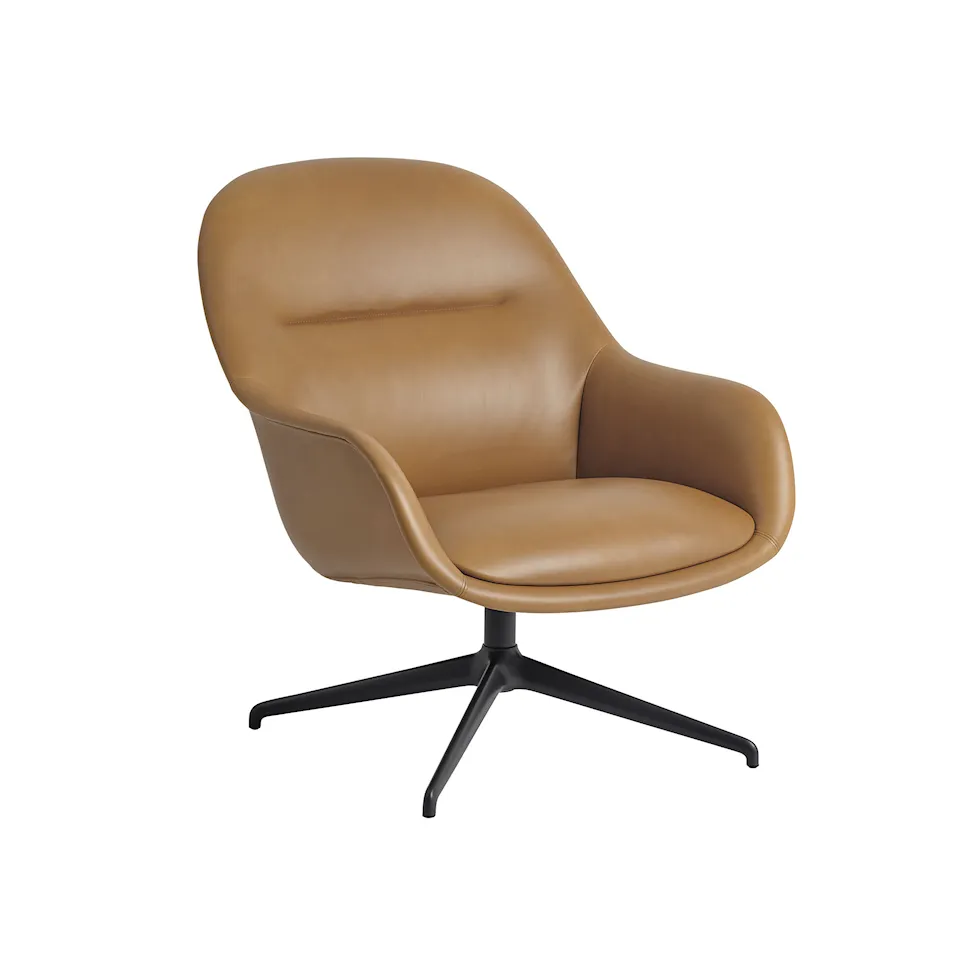 Fiber loungefåtölj roterbart underrede refine leather cognac/anthracite black