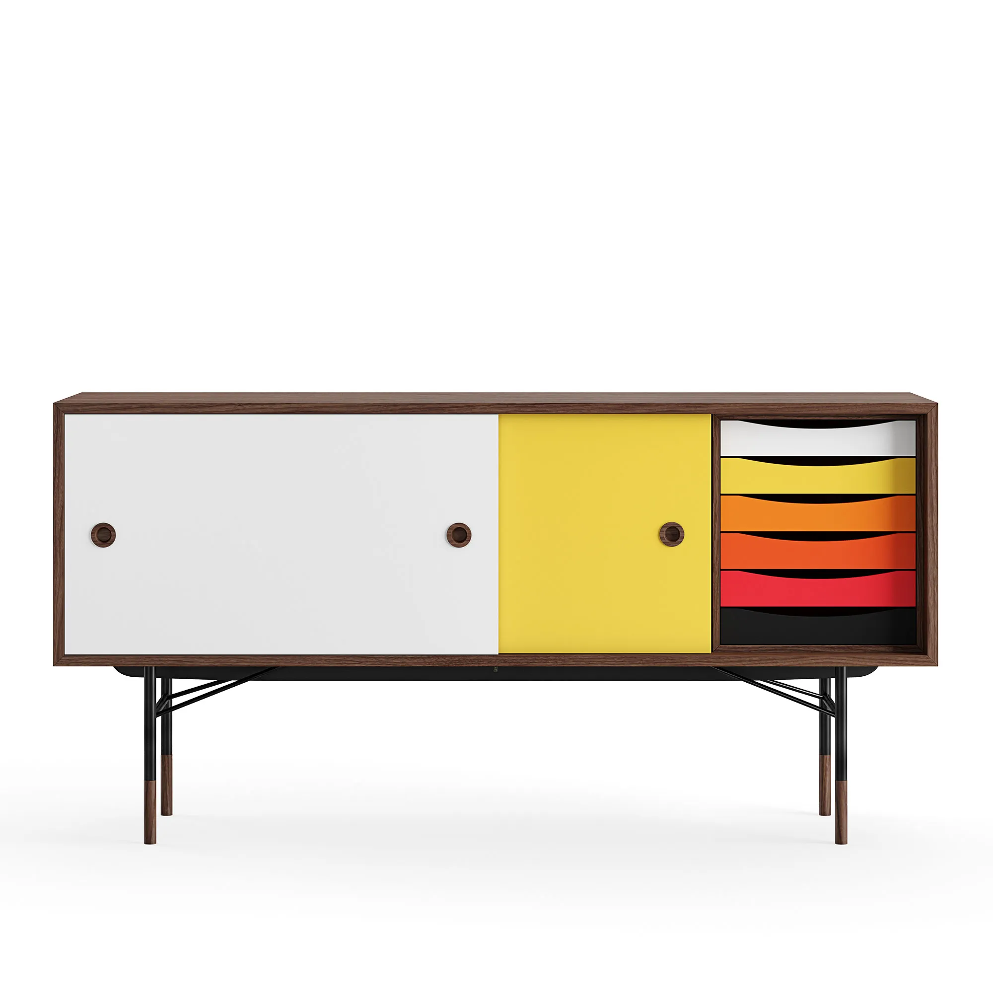 Sideboard Warm med lådor Walnut White/Yellow - 1