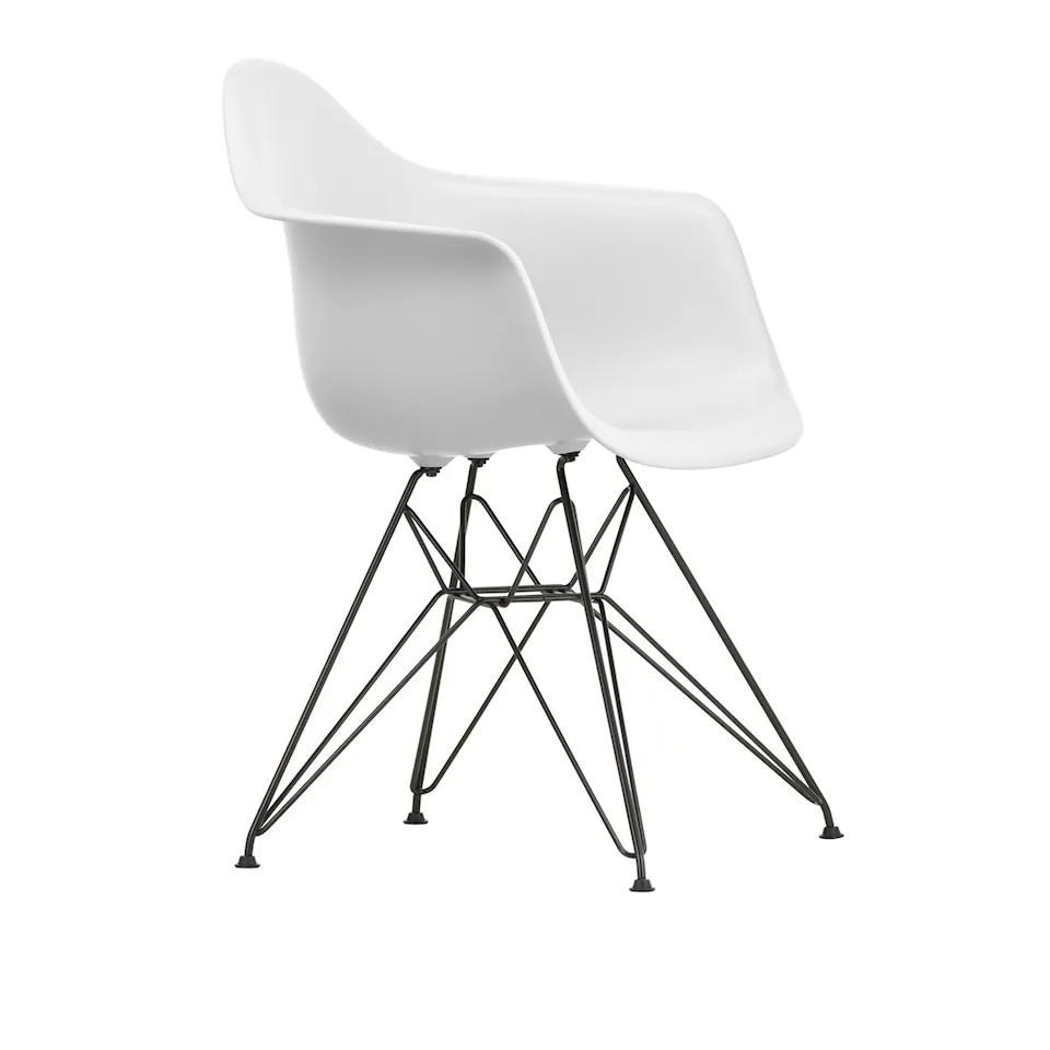 Eames RE Plastic Armchair DAR 85 Cotton White Basic Dark Base
