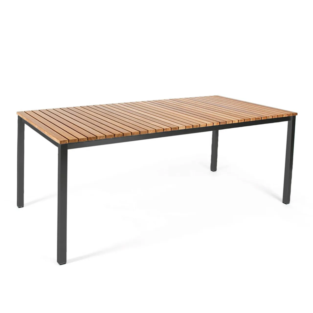 Häringe Table Small, Black Stainless Steel, Teak Slats