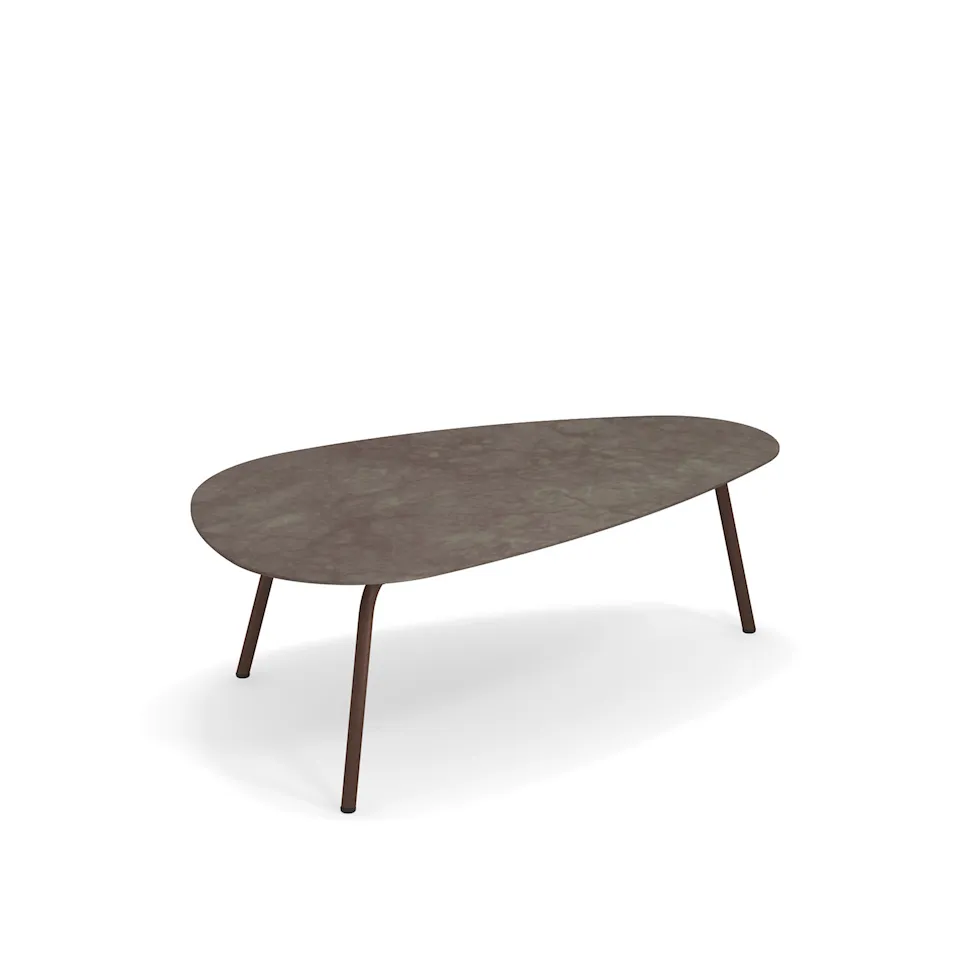 Terramare Large Coffee Table, Frame: Corten, Top: Porcelain Stoneware, Emperador