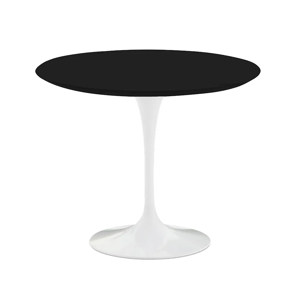 Saarinen Round Table - Matbord, Ø 91 cm, Vitt underrede, skiva i Svart laminat