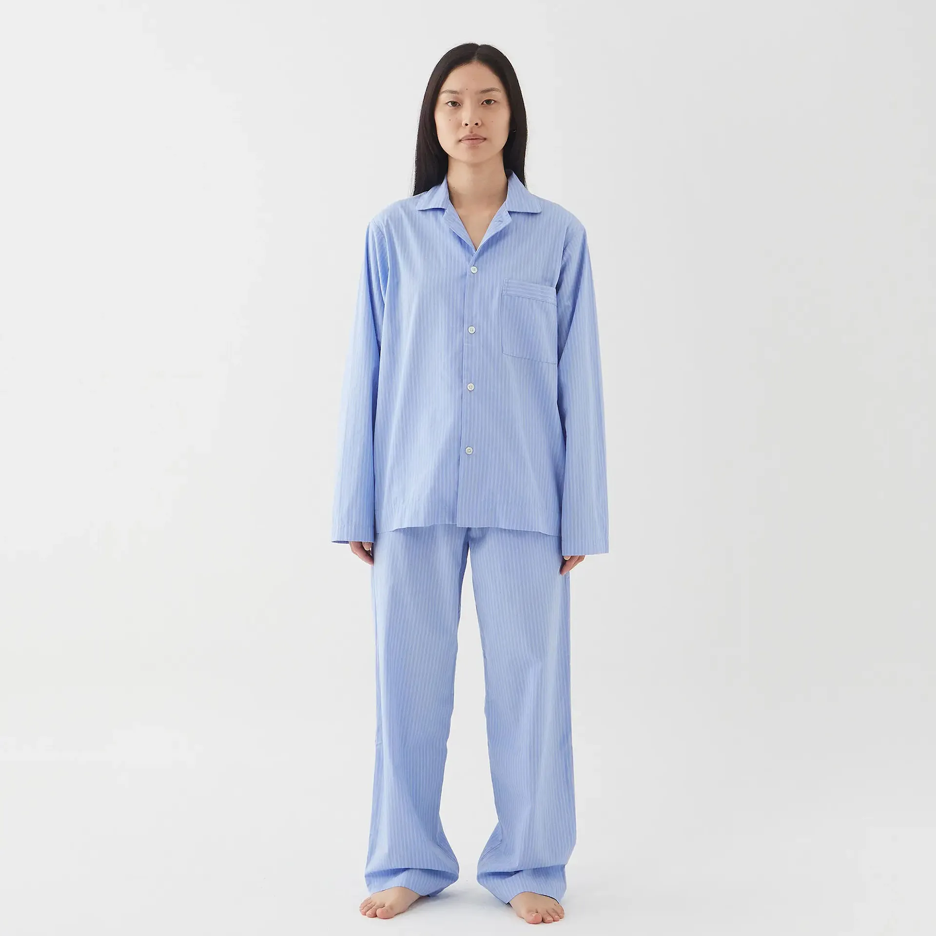 Poplin Pyjamas Pants Blue Pin Stripes - TEKLA - NO GA