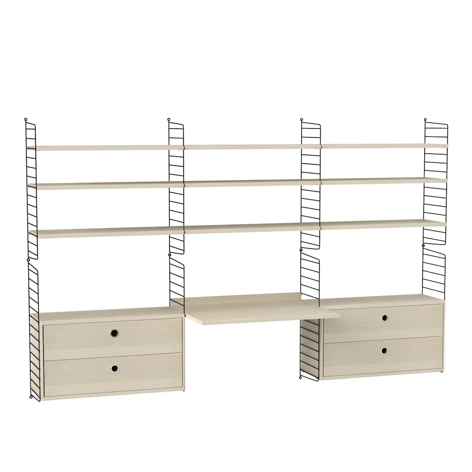 Kontor hyllsystem F ask/svart