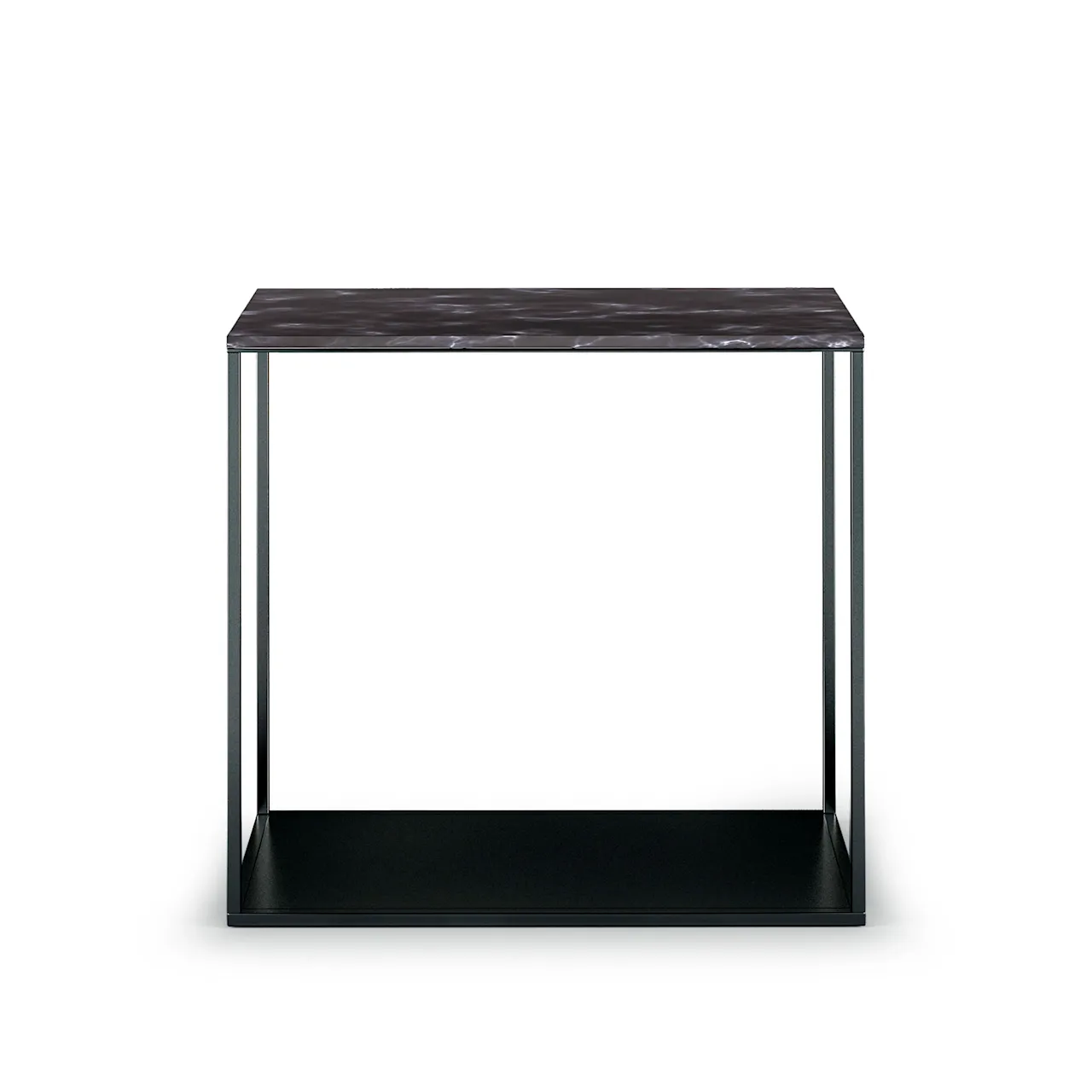 York Sidetable Frame, Brushed Stainless Steel, White Marble Top