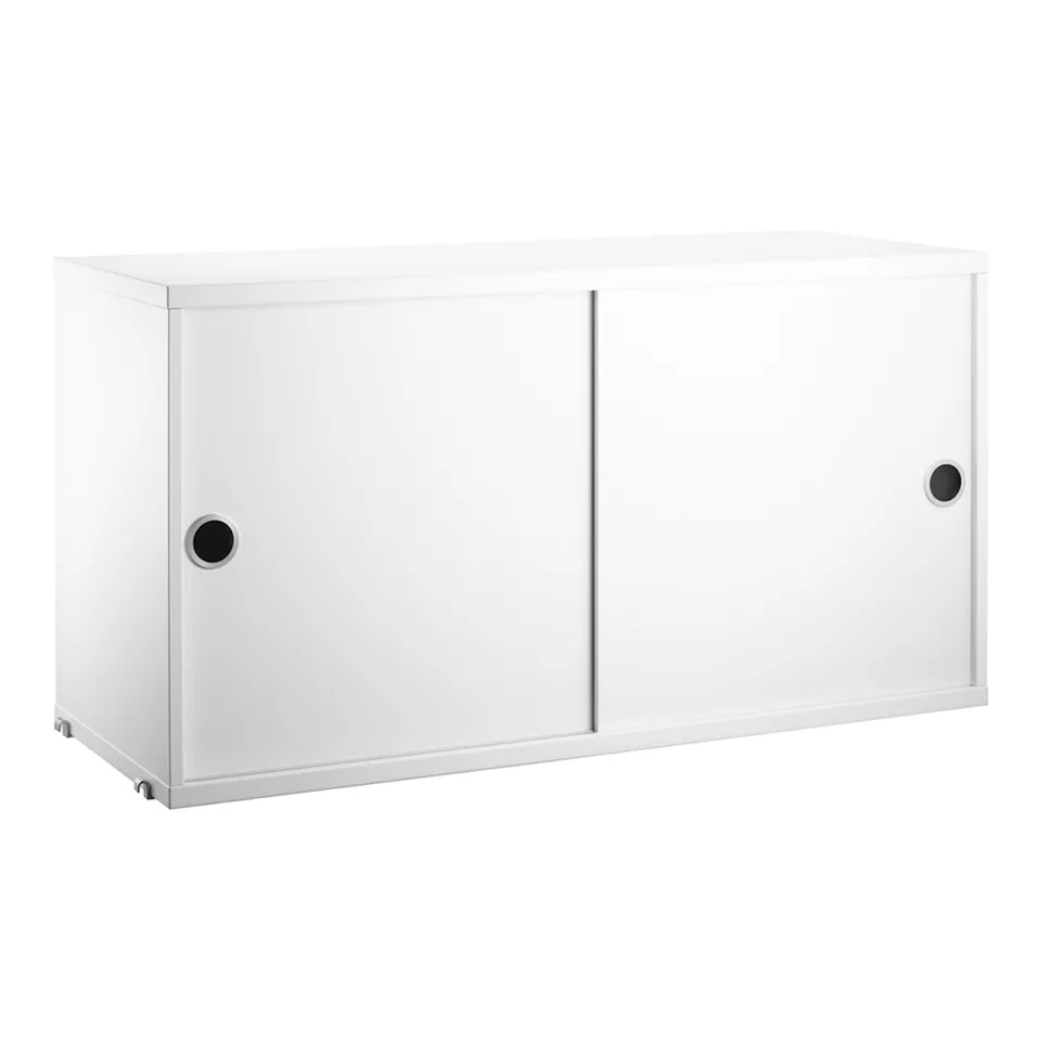 Skåp med skjutdörrar 78 x 30 cm vit
