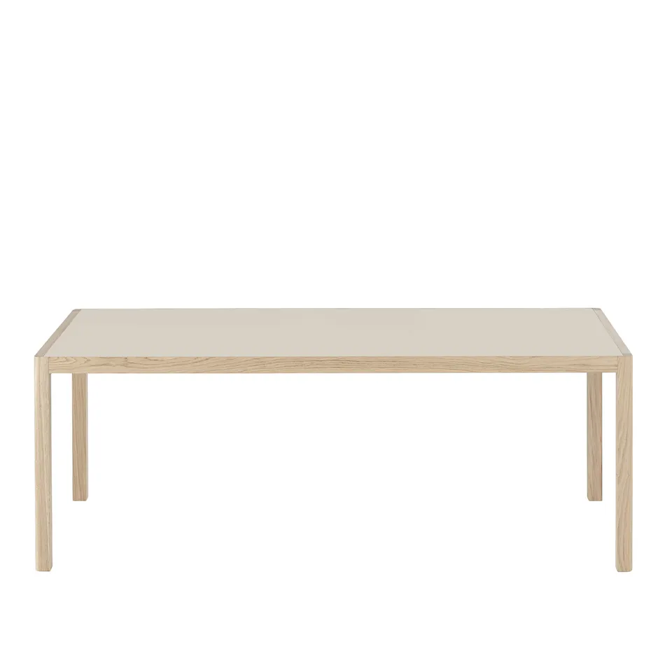 Workshop Table, 200 x 92 cm, Warm Grey Linoleum/Oak