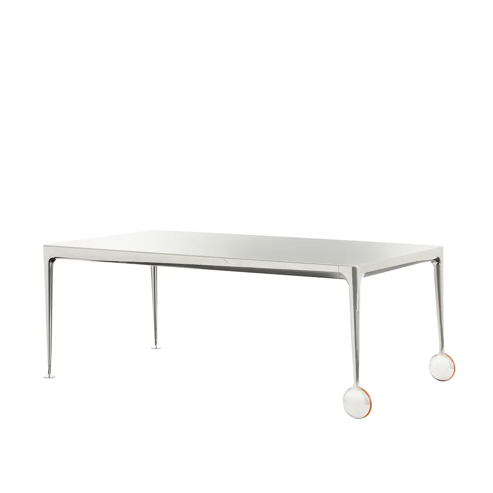 Big Will Extending table Polished aluminium frame/White top