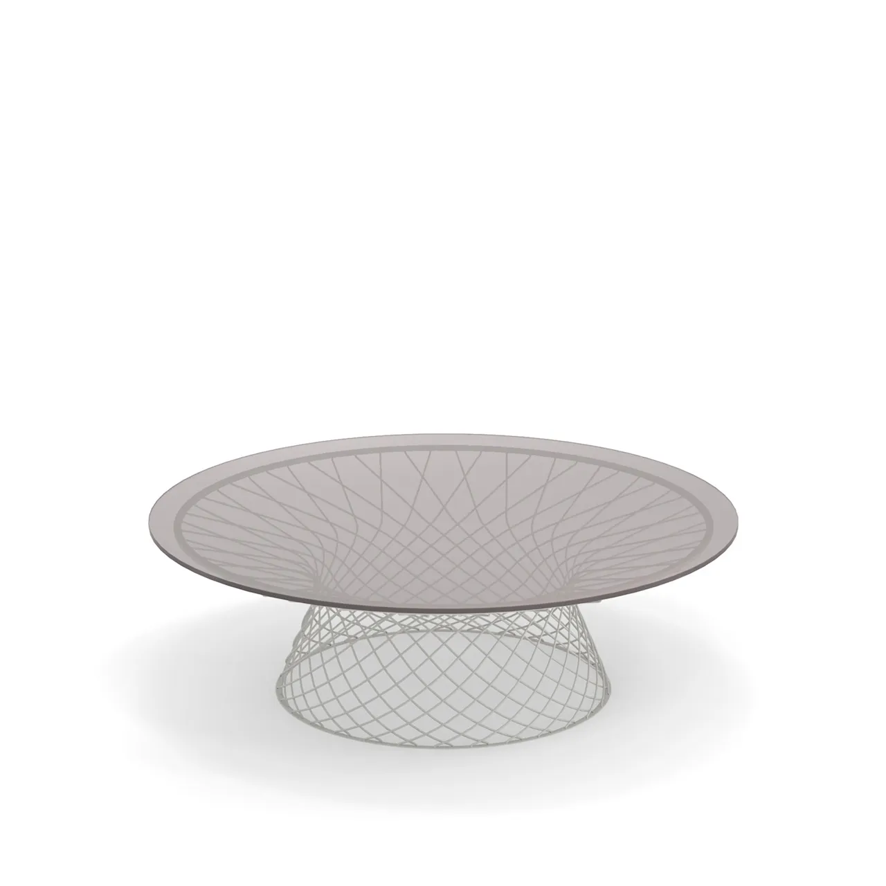 Heaven Low Round Table Ø120, Frame: Matt White, Top: Transparent Glass