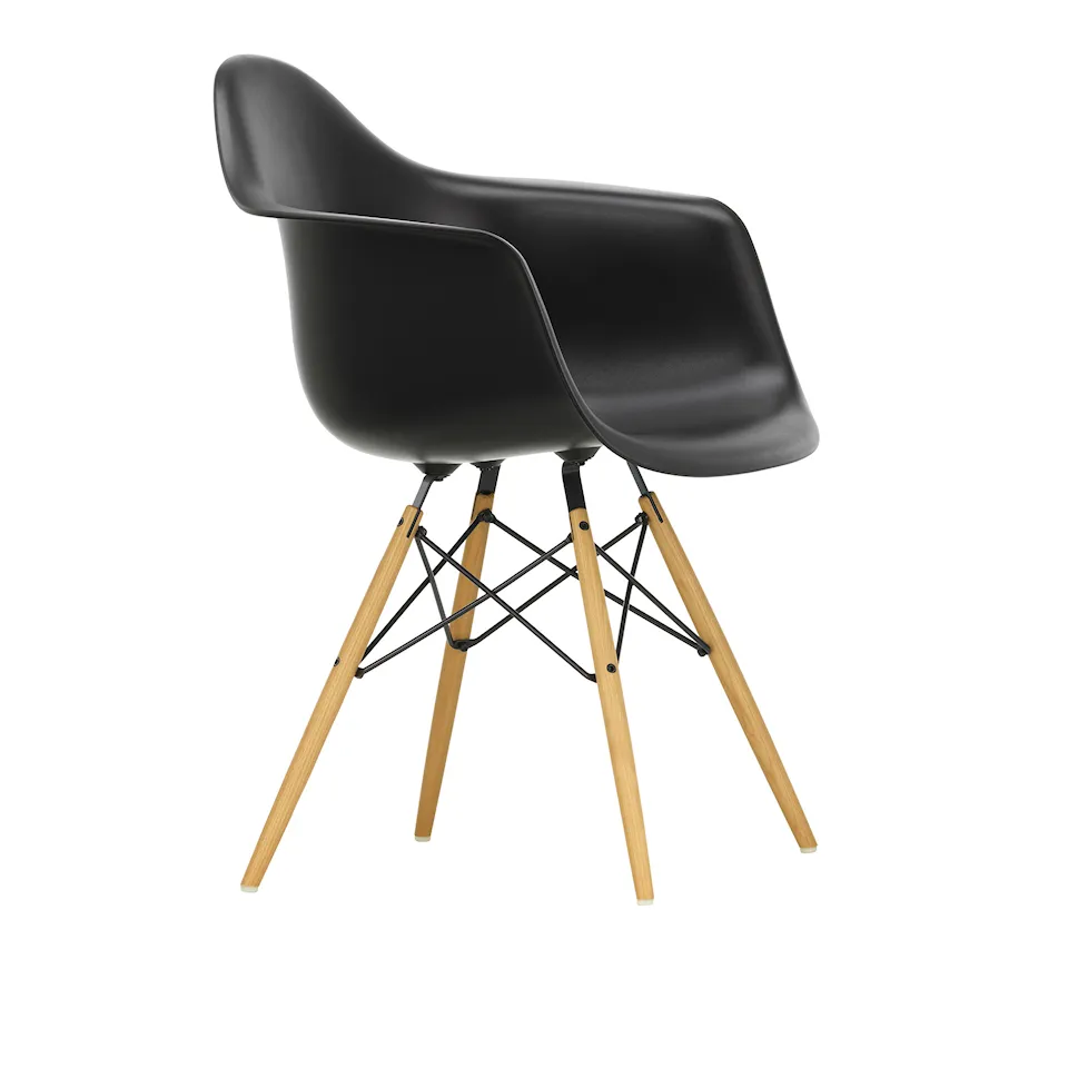 Eames Plastic Armchair DAW - 12 Deep Black - Ash Honey Tone