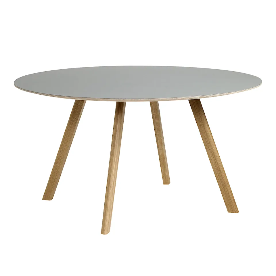 CPH25 2.0 Table Lacquered Oak Frame Ø140 X H74  Off-White Linoleum Tabletop Lacquered Edge