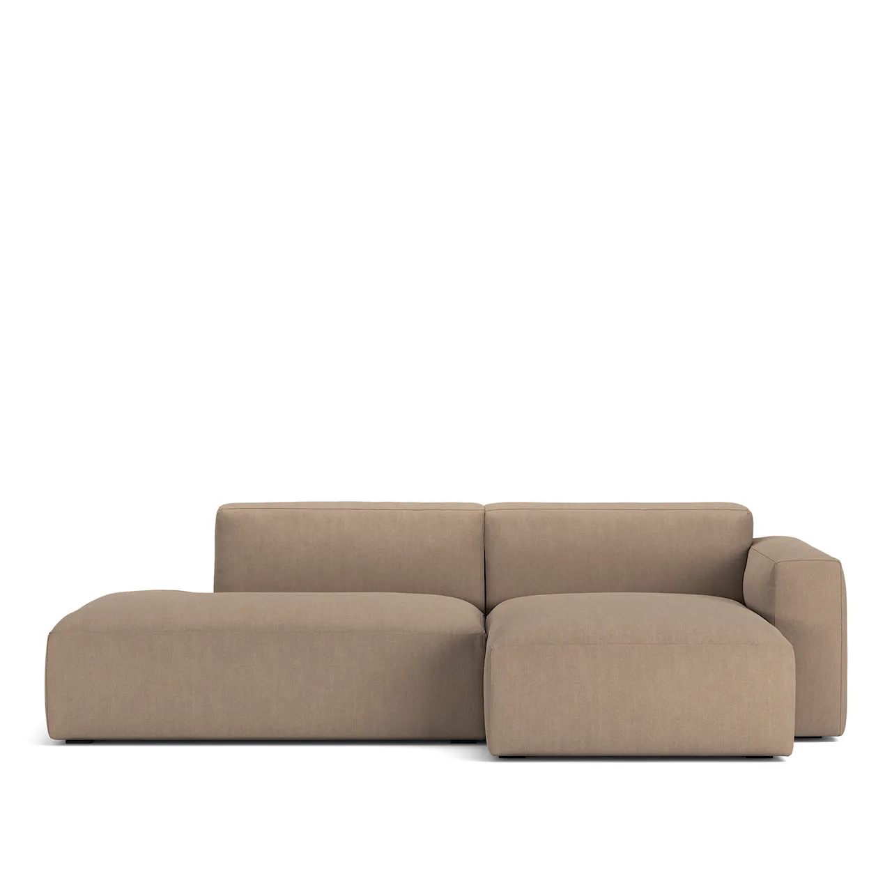 Brick 2-Seater Chaise Lounge Open End Left Shadow Beige Fixed Upholstery