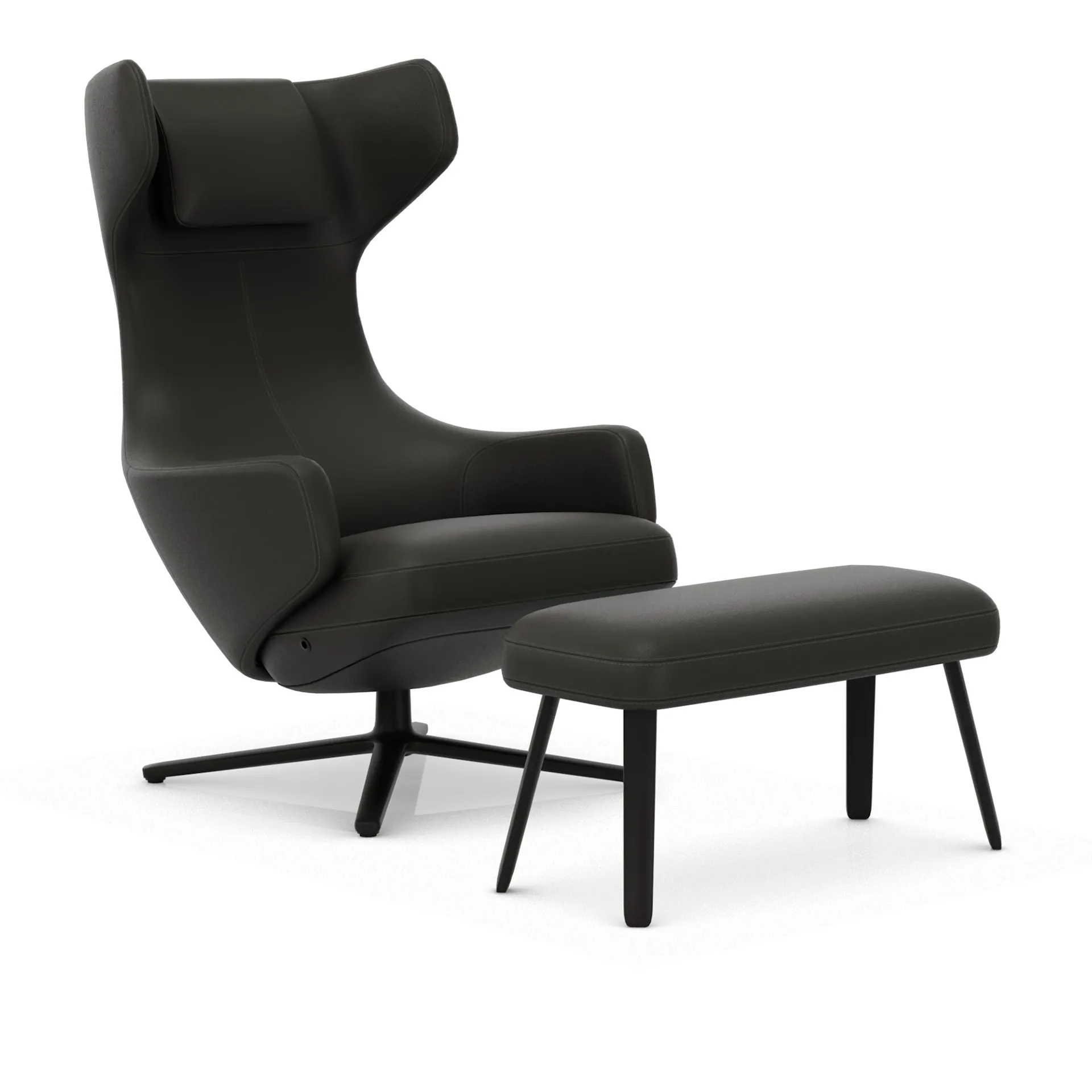 Grand Repos fåtölj & Panchina fotpall Basic Dark - Vitra - Antonio Citterio - NO GA