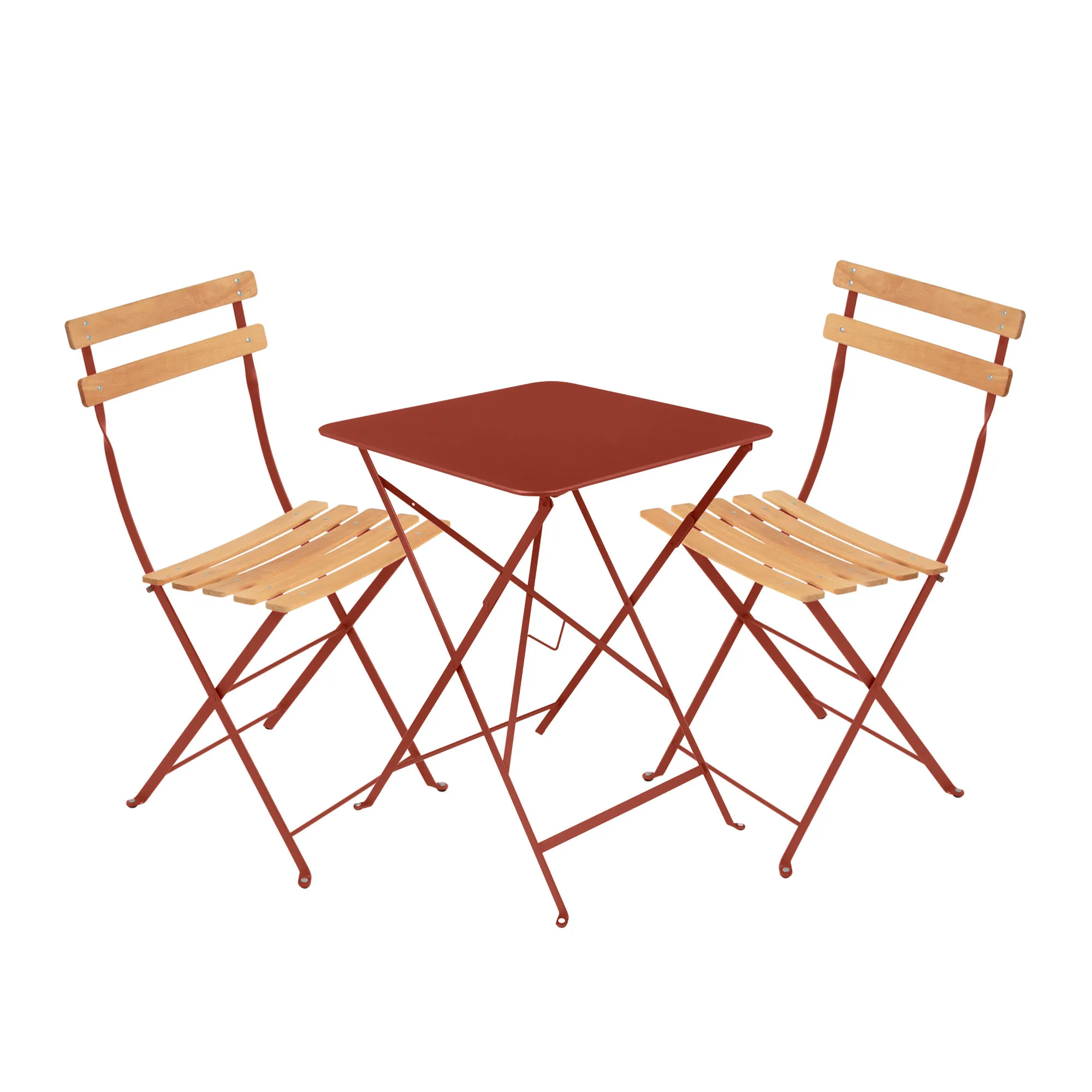 Bistro matgrupp bord 57cm & 2 trä stolar - 1
