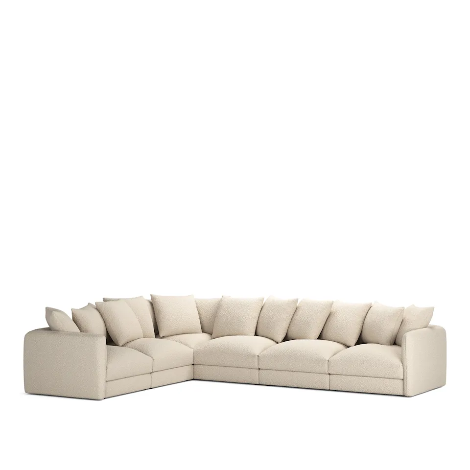 Pavarotti 6-Seater Corner Ascot White Fixed Upholstery