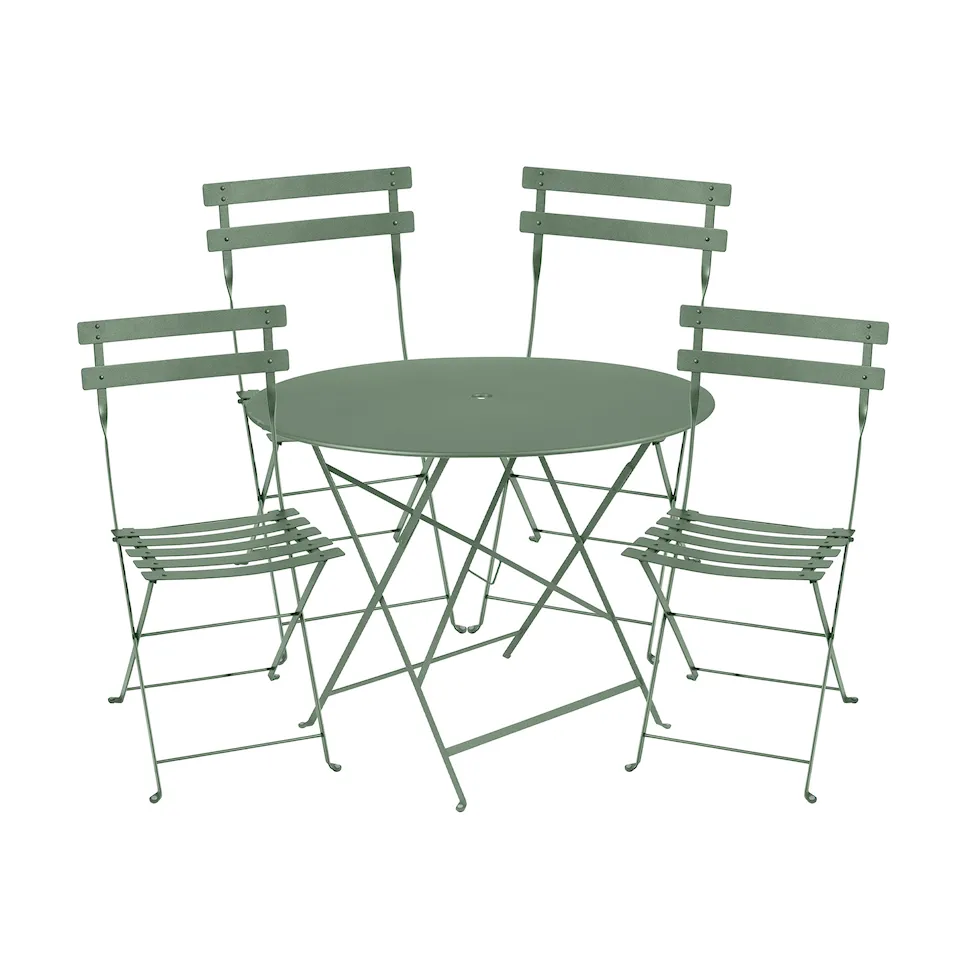 Bistro Matgrupp Ø 96 cm & 4 st Metal Chair