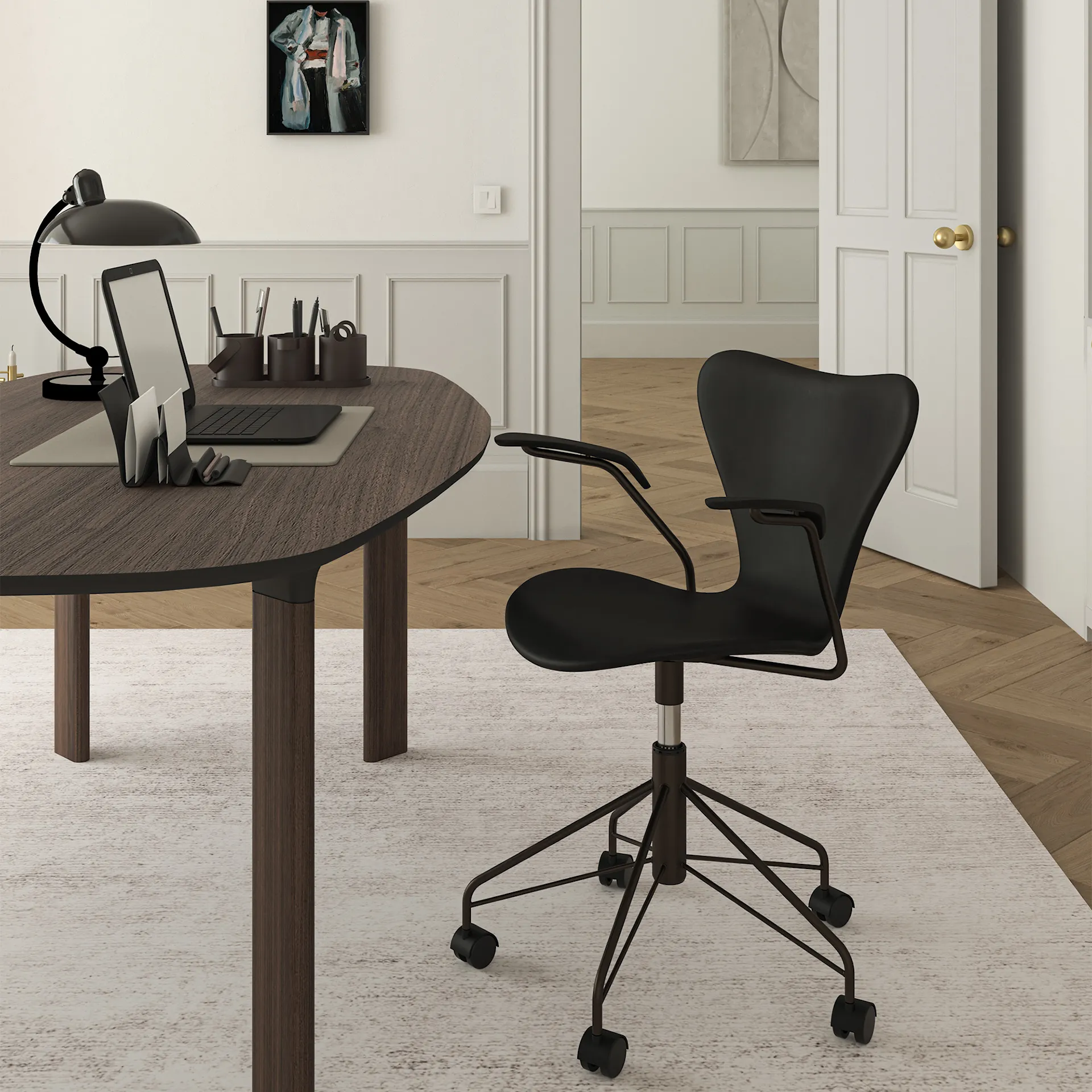 3217 Sjuan Helklädd Black Special Edition - Fritz Hansen - Arne Jacobsen - NO GA