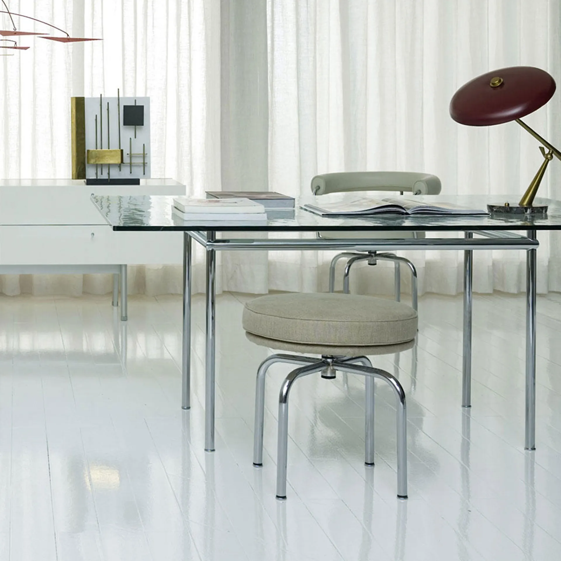 LC12 La Roche Table Chrome Steel Base 120 X 80 cm - Cassina - Le Corbusier - NO GA