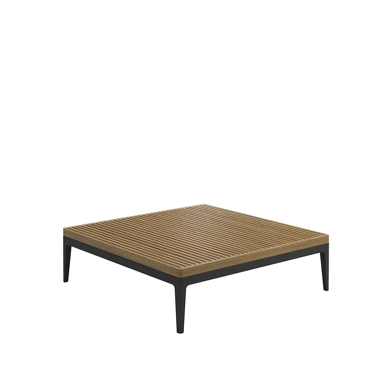 Grid Square Coffee Table, Frame White, Teak Top