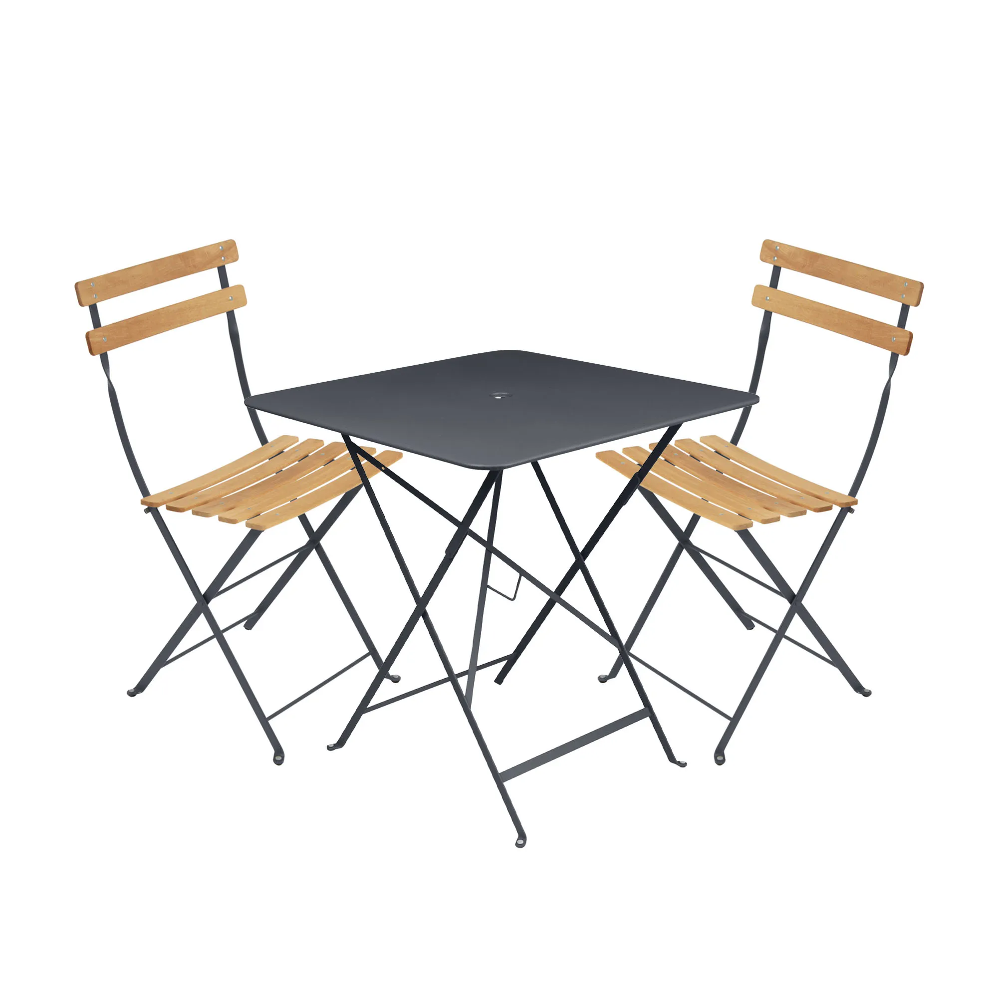 Bistro matgrupp bord 71cm & 2 trä stolar - 1
