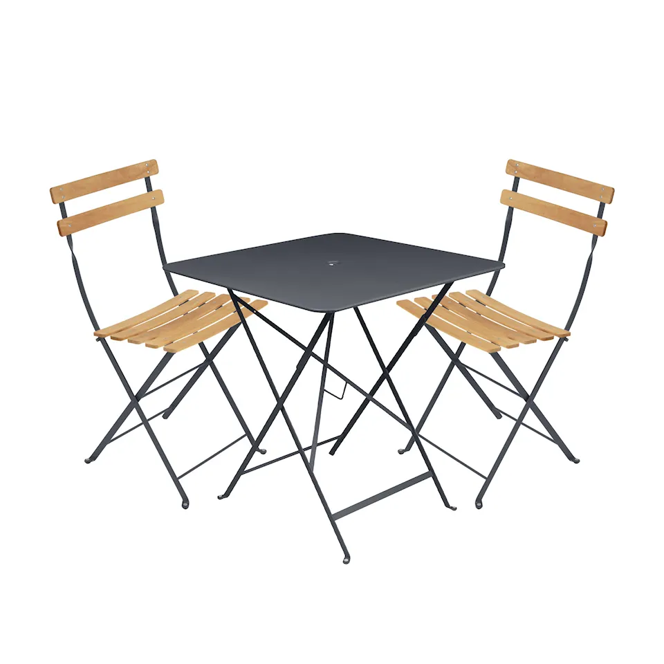 Bistro matgrupp bord 71cm & 2 trä stolar