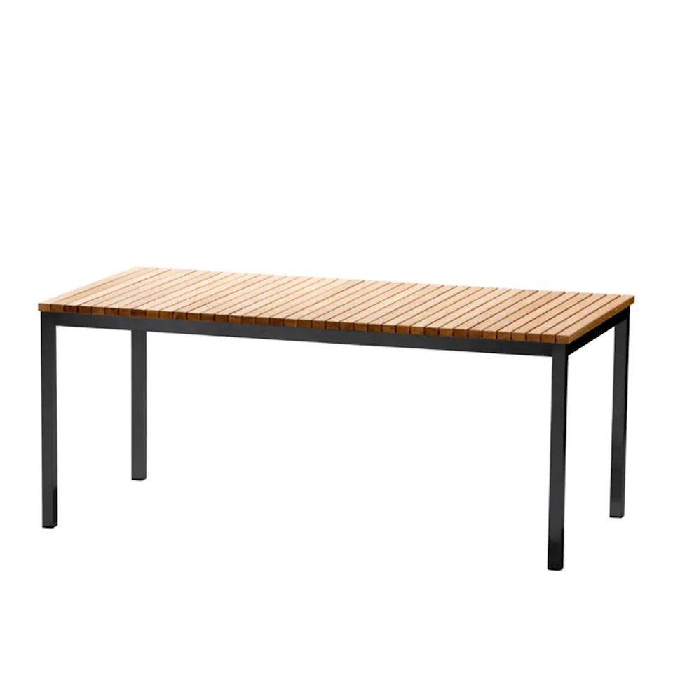 Häringe Table Large, Black Stainless Steel, Teak Slats