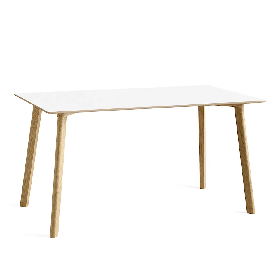 CPH Deux 210 2.0 Table Lacquered Oak Frame L140 X W75 X H73 Pearl White Top Lacquered Beech Edge